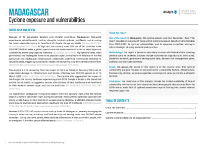 Madagascar: cyclone exposure and vulnerabilities