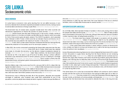 Sri Lanka: Socioeconomic crisis