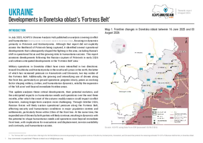 Ukraine: developments in Donetska oblast’s ‘Fortress Belt’