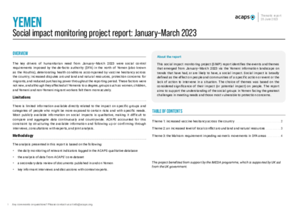 Yemen: Social impact monitoring project report: January–March 2023