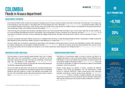 Colombia: Floods in Arauca department