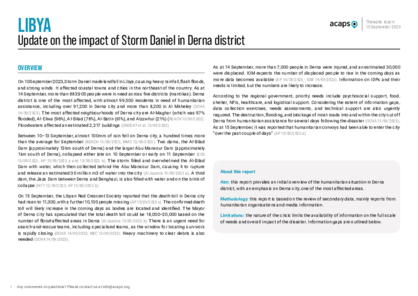 Libya: update on the impact of Storm Daniel in Derna district
