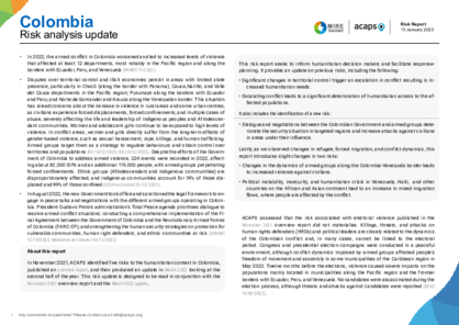 Colombia: risk analysis update
