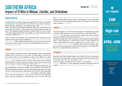 Southern Africa: Impact of El Niño in Malawi, Zambia, and Zimbabwe