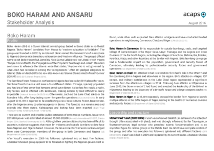 Boko Haram and Ansaru Stakeholder Analysis