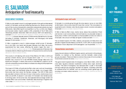 El Salvador: anticipation of food insecurity