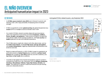 El Niño overview: anticipated humanitarian impact in 2023