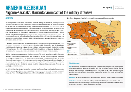 Armenia-Azerbaijan: humanitarian impact of the military offensive in Nagorno-Karabakh