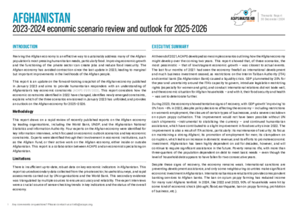 Afghanistan: 2023-2024 economic scenario review and outlook for 2025-2026