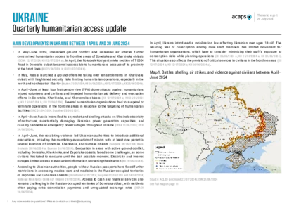 Ukraine: quarterly humanitarian access update