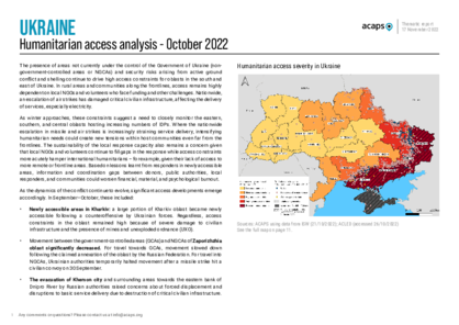 Ukraine: Humanitarian access analysis - October 2022