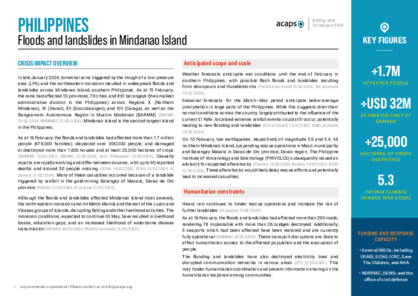 Philippines: floods and landslides in Mindanao Island