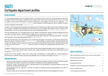 Haiti Earthquake: Department Profiles