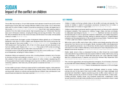 Sudan: Impact of the conflict on children 
