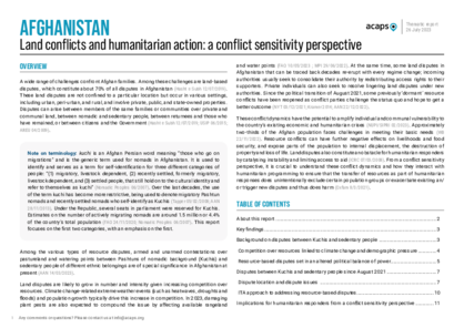 Afghanistan: land conflict and humanitarian action
