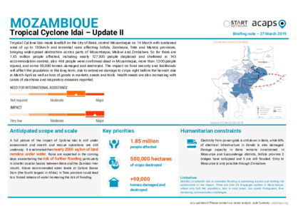 Mozambique: Tropical Cyclone Idai, Update II