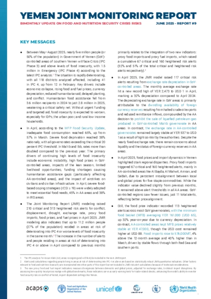 Yemen: bimonthly update on food and nutrition security crisis risks - issue 9