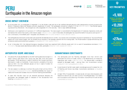 Peru: Earthquake in the Amazon region