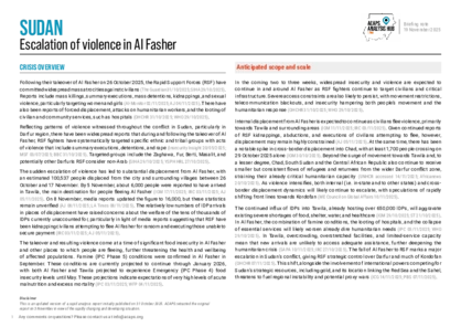 Sudan: escalation of violence in Al Fasher Sudan: escalation of violence in Al Fasher