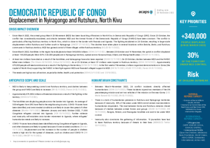 DRC: displacement in Nyiragongo and Rutshuru, North Kivu