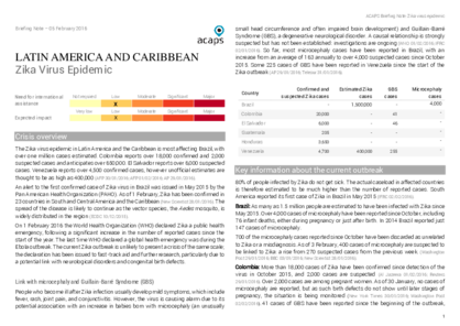 Latina America and Caribbean: Zika Virus Epidemic