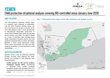 Yemen: Child protection situational analysis covering IRG-controlled areas