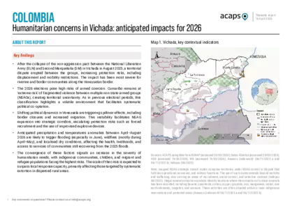 Colombia: humanitarian concerns in Vichada - anticipated impacts for 2026