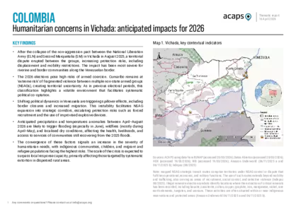 Colombia: humanitarian concerns in Vichada - anticipated impacts for 2026