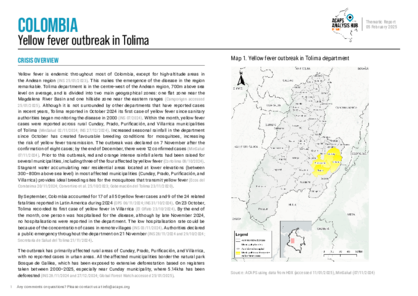 Colombia: Yellow fever outbreak in Tolima