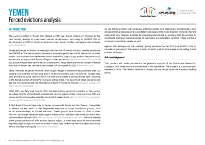 Yemen: forced evictions analysis
