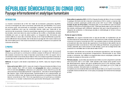 DRC: analysis ecosystem (French)