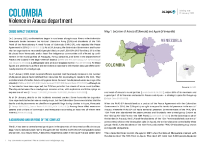 Colombia: Violence in Arauca department