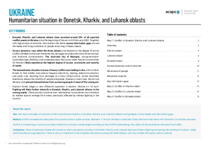 Ukraine: Humanitarian situation in Kharkiv, Luhansk, and Donetsk