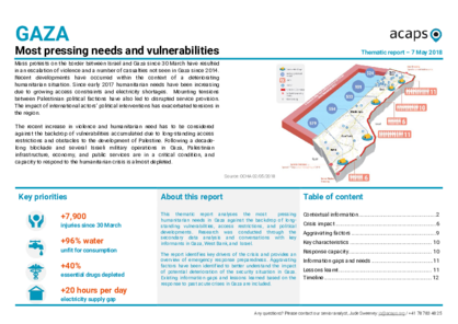 Gaza: Most pressing needs and vulnerabilities 