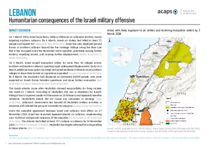 Lebanon: humanitarian consequences of the Israeli military offensive