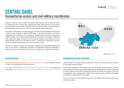 Central Sahel: Humanitarian access and civil-military coordination	 