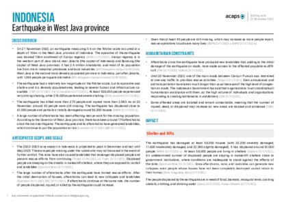 Indonesia: Earthquake in West Java province