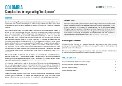 Colombia: complexities in negotiating ‘total peace’