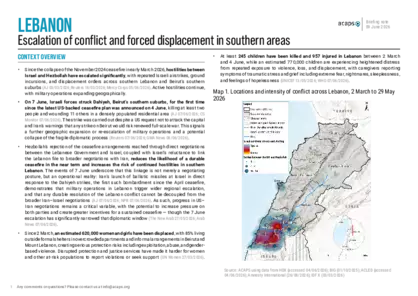 Lebanon: Escalation of conflict and forced displacement in southern areas