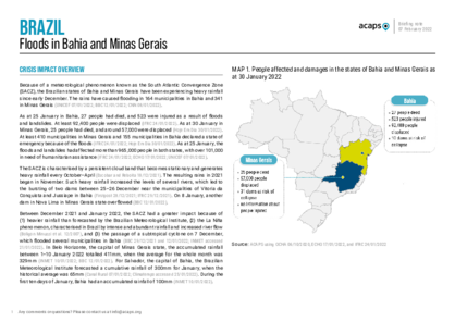 Brazil: Floods in Bahia and Minas Gerais