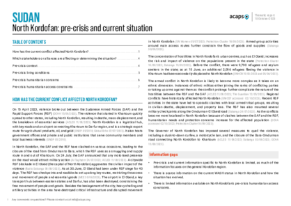 Sudan: North Kordofan pre-crisis and current situation