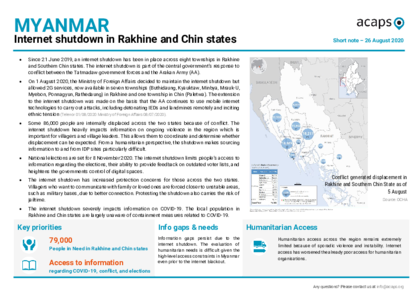 Myanmar: Internet shutdown in Rakhine and Chin state