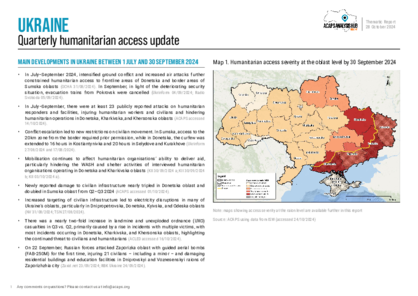 Ukraine: quarterly humanitarian access update (Q3 2024)