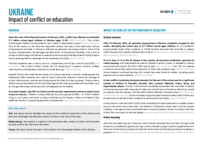 Ukraine: Impact of conflict on education