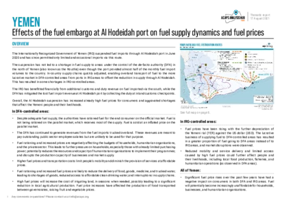 Yemen: Impacts of fuel dynamics and fuel price structures