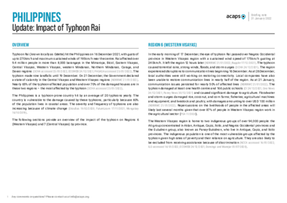 Philippines: Update on Typhoon Rai