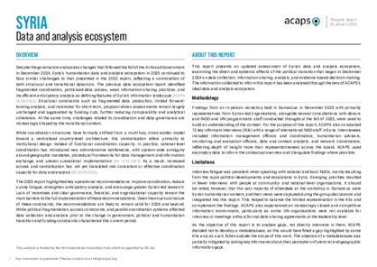 Syria: data and analysis ecosystem