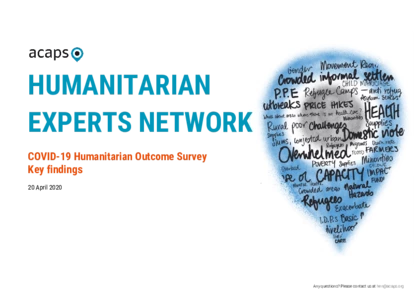 COVID-19 Humanitarian Outcome Survey: Key findings