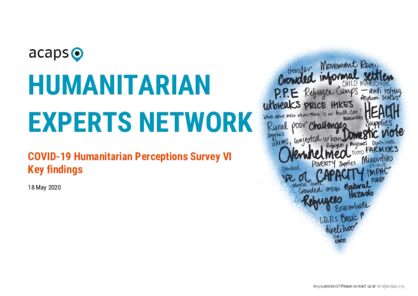 COVID-19 Humanitarian Outcome Survey: Key findings VI