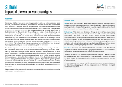 Sudan: impact of the war on women and girls